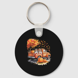 Shetland Sheepdog Dog Truck Pumpkin Autumn Fall Th Key Ring