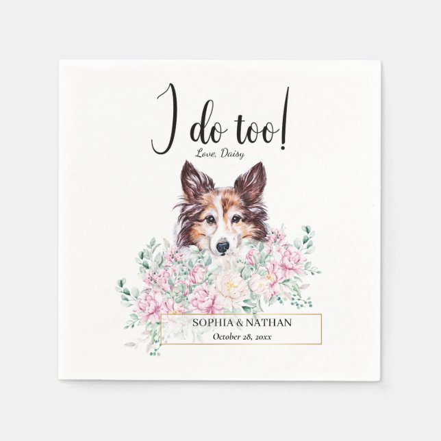 Shetland Sheepdog Dog Wedding Cocktail Napkins (Front)