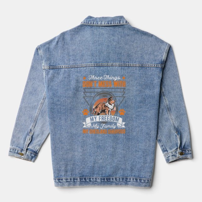 Shetland Sheepdog Family Mini Collie Sheltie  Denim Jacket (Back)
