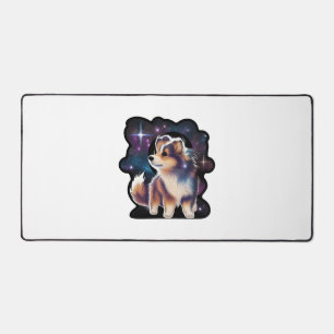 Shetland sheepdog galaxy desk mat