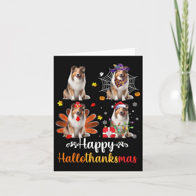 Shetland Sheepdog Halloween Christmas Happy Hallot Card (Front)