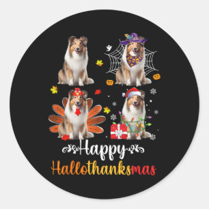 Shetland Sheepdog Halloween Christmas Happy Hallot Classic Round Sticker