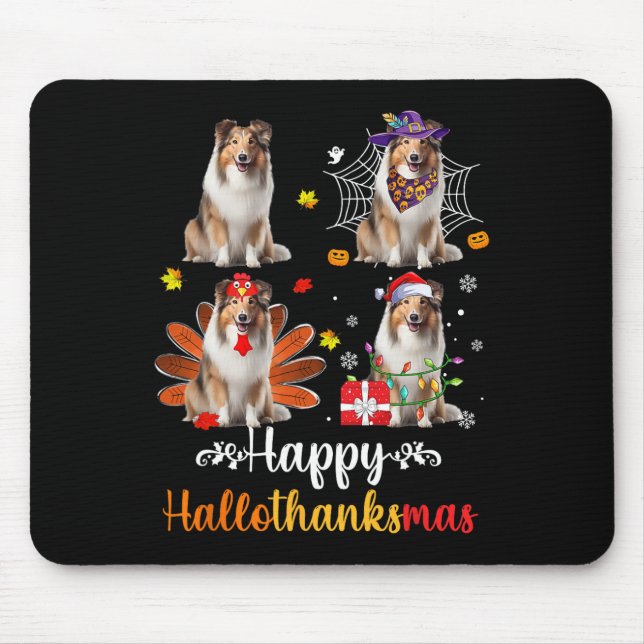 Shetland Sheepdog Halloween Christmas Happy Hallot Mouse Mat (Front)