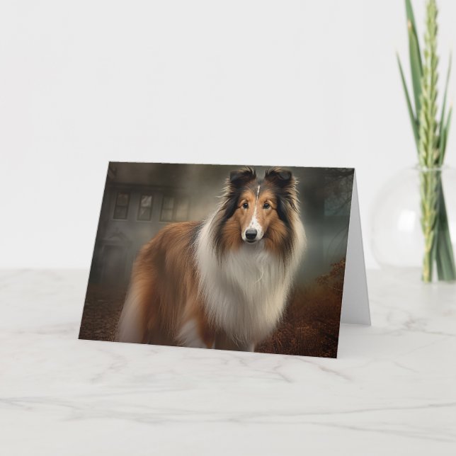 Shetland Sheepdog Halloween Scary Card (Front)