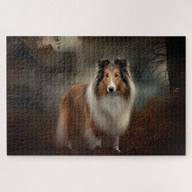 Shetland Sheepdog Halloween Scary Jigsaw Puzzle (Horizontal)