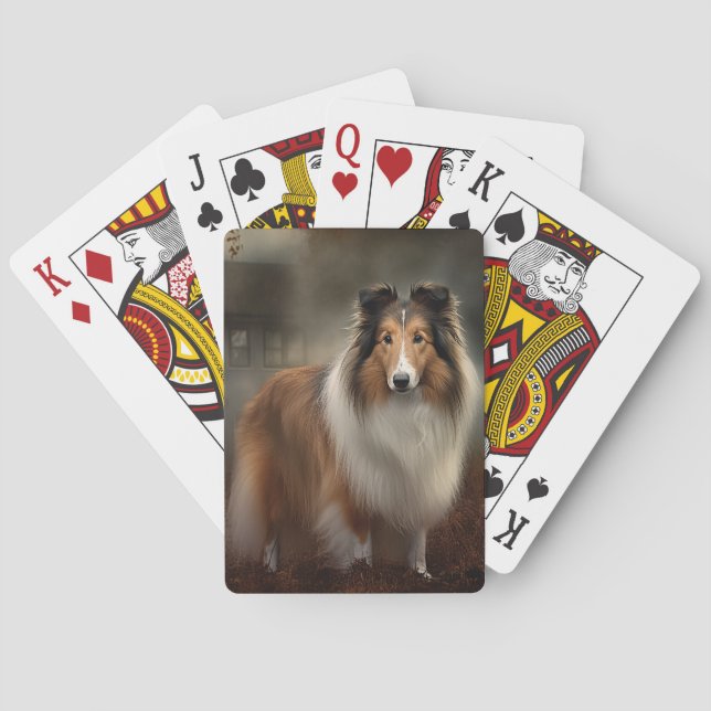 Shetland Sheepdog Halloween Scary Playing Cards (Back)