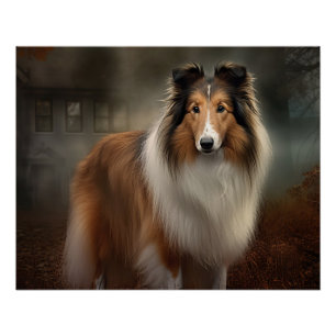 Shetland Sheepdog Halloween Scary Poster
