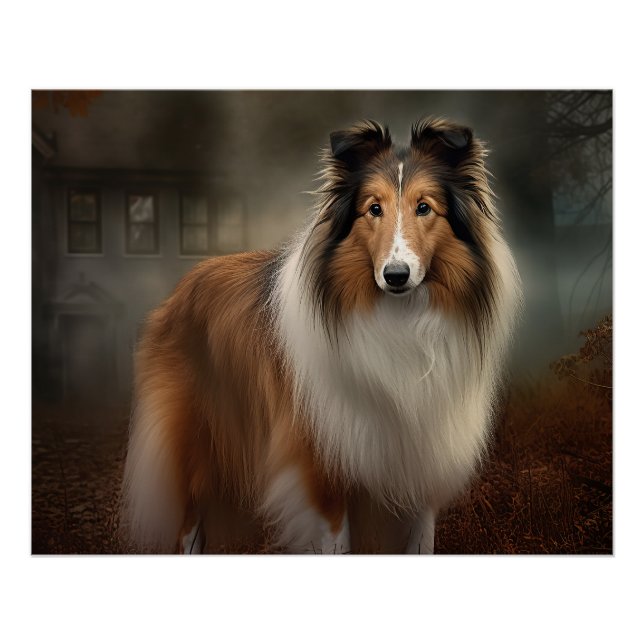 Shetland Sheepdog Halloween Scary Poster (Front)