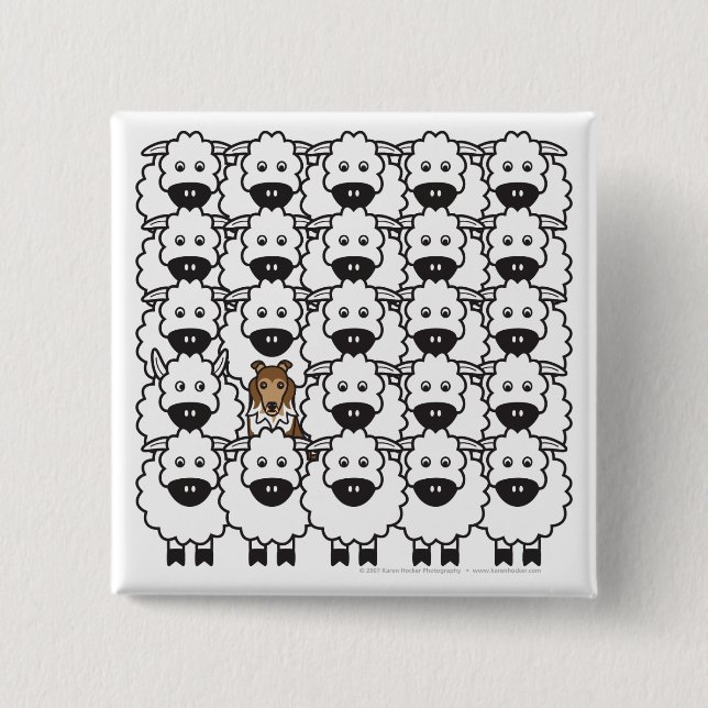 Shetland Sheepdog in the Sheep Button (Front)