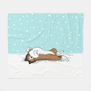 Shetland Sheepdog in the Snow Sheltie Dog Holiday Fleece Blanket