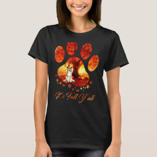 Shetland Sheepdog Its Fall Yall Dog Paw Halloween T-Shirt