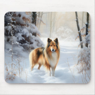 Shetland Sheepdog Let It Snow Christmas Mouse Mat