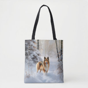 Shetland Sheepdog Let It Snow Christmas Tote Bag