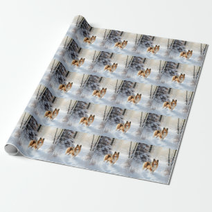 Shetland Sheepdog Let It Snow Christmas Wrapping Paper