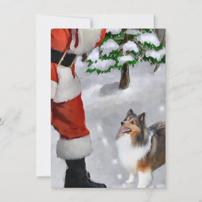 Shetland Sheepdog Meet Santa Christmas Card (Front)