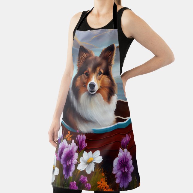 Shetland Sheepdog on a Paddle: A Scenic Adventure Apron (Insitu)