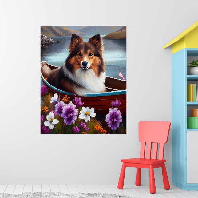 Shetland Sheepdog on a Paddle: A Scenic Adventure Poster (Nursery 1)