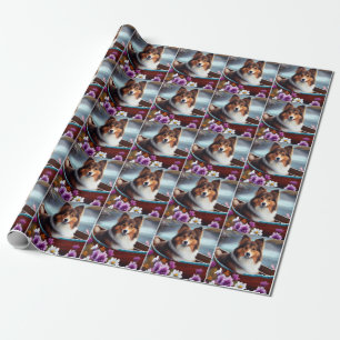Shetland Sheepdog on a Paddle: A Scenic Adventure Wrapping Paper