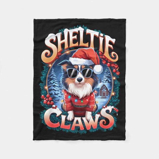 Shetland Sheepdog Owner Costume Sheltie Claws Chri Fleece Blanket (Front)
