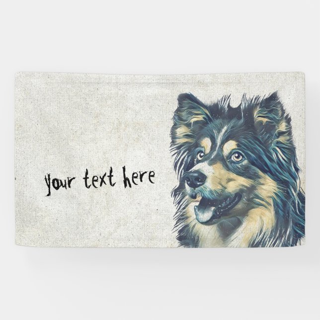 Shetland Sheepdog Painting Custom Banner (Horizontal)