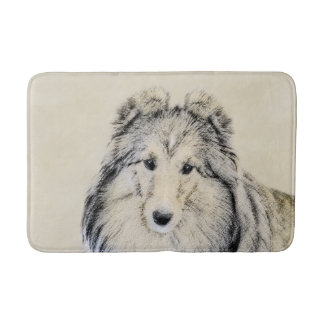 Shetland Sheepdog Painting - Cute Original Dog Art Bath Mat