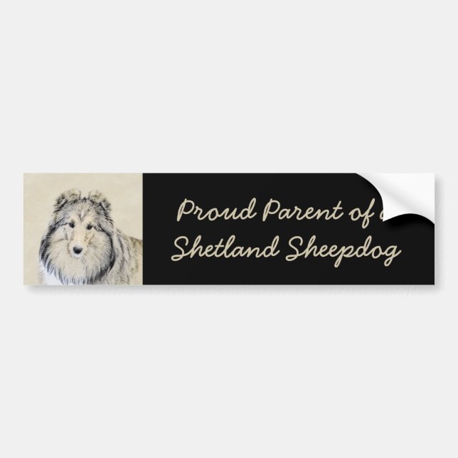Shetland Sheepdog Painting - Cute Original Dog Art Bumper Sticker (Front)