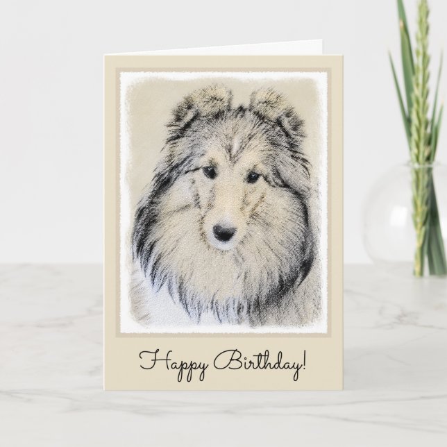 Shetland Sheepdog Painting - Cute Original Dog Art Card (Front)