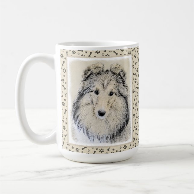 Shetland Sheepdog Painting - Cute Original Dog Art Coffee Mug (Left)