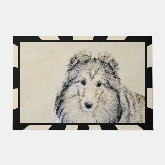 Shetland Sheepdog Painting - Cute Original Dog Art Doormat (Front)