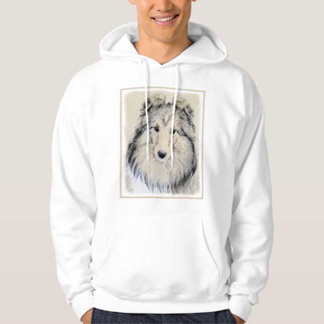 Shetland Sheepdog Painting - Cute Original Dog Art Hoodie (Front)