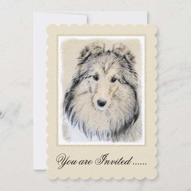 Shetland Sheepdog Painting - Cute Original Dog Art Invitation (Front)