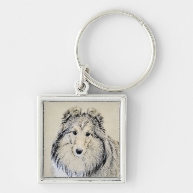 Shetland Sheepdog Painting - Cute Original Dog Art Key Ring (Front)