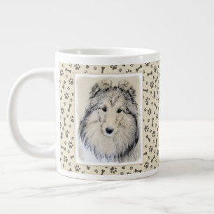 Shetland Sheepdog Painting - Cute Original Dog Art Large Coffee Mug
