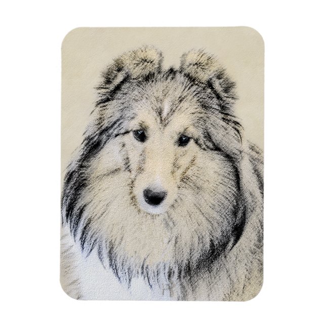 Shetland Sheepdog Painting - Cute Original Dog Art Magnet (Vertical)