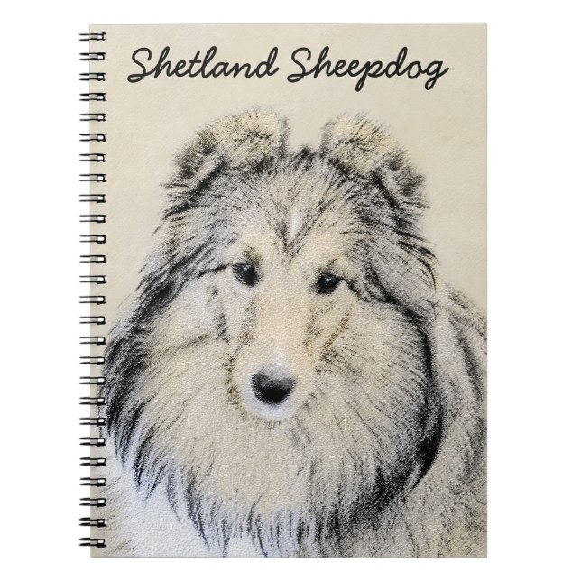 Shetland Sheepdog Painting - Cute Original Dog Art Notebook (Front)