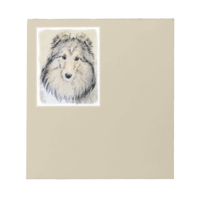 Shetland Sheepdog Painting - Cute Original Dog Art Notepad (Front)