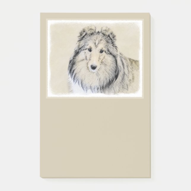 Shetland Sheepdog Painting - Cute Original Dog Art Post-it Notes (Front)