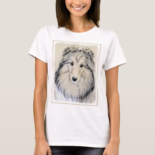Shetland Sheepdog Painting - Cute Original Dog Art T-Shirt (Front)