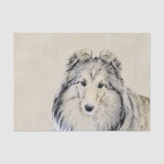 Shetland Sheepdog Painting - Cute Original Dog Art Tissue Paper (Front)