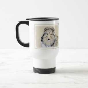Shetland Sheepdog Painting - Cute Original Dog Art Travel Mug