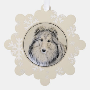 Shetland Sheepdog Painting - Cute Original Dog Art Tree Decoration Card