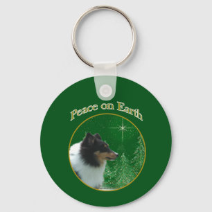 Shetland Sheepdog Peace Key Ring