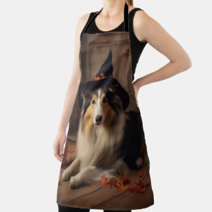 Shetland Sheepdog Pumpkins Halloween Scary  Apron