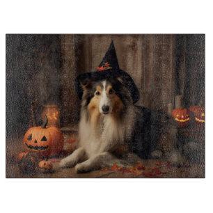 Shetland Sheepdog Pumpkins Halloween Scary  Cutting Board