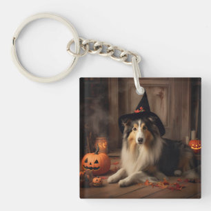 Shetland Sheepdog Pumpkins Halloween Scary  Key Ring