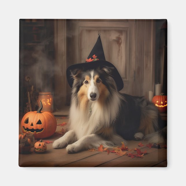 Shetland Sheepdog Pumpkins Halloween Scary  Magnet (Front)