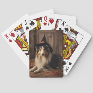 Shetland Sheepdog Pumpkins Halloween Scary Playing Cards