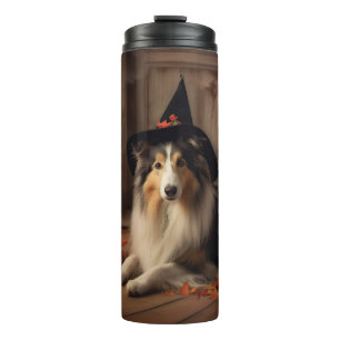 Shetland Sheepdog Pumpkins Halloween Scary  Thermal Tumbler
