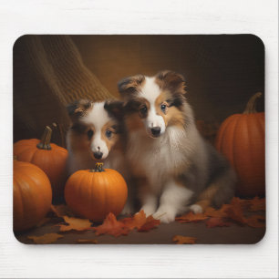 Shetland Sheepdog Puppy Autumn Delight Pumpkin Mouse Mat