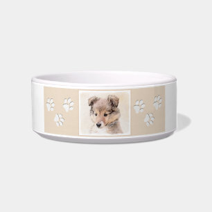 Shetland Sheepdog Puppy Painting Original Dog Art Bowl